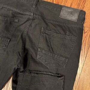 PRPS Barracuda Distressed Ripped Straight Leg Jeans Men's 40x34 Black Button Fly